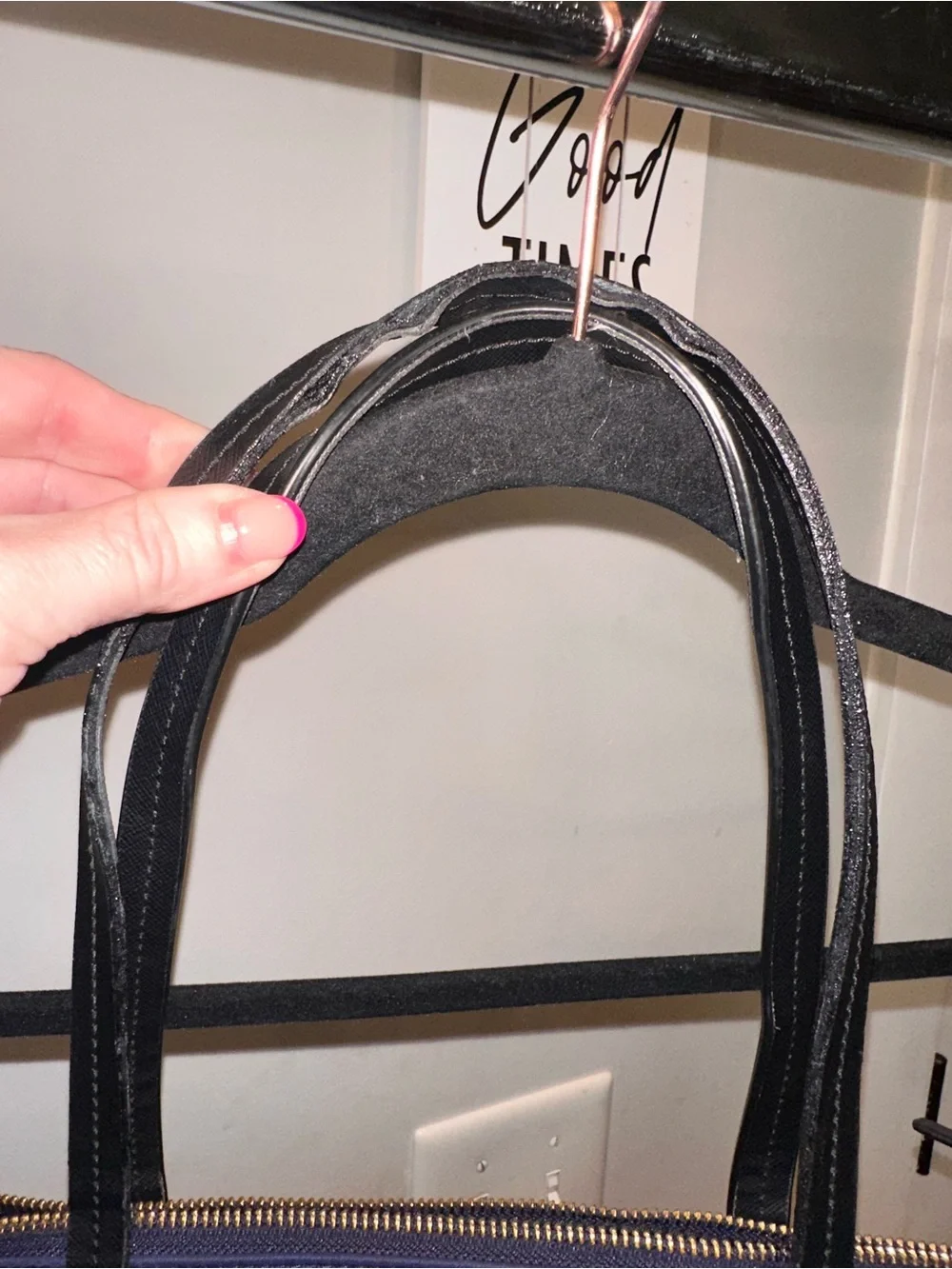 Kate Spade Navy Blue Canvas‎ Tote Bag Purse with Black Handles